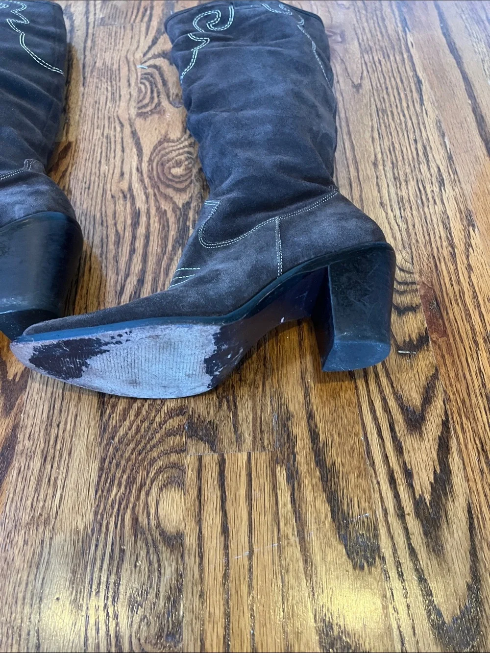 Women's Brown Suede Over-the-Knee Western Boots